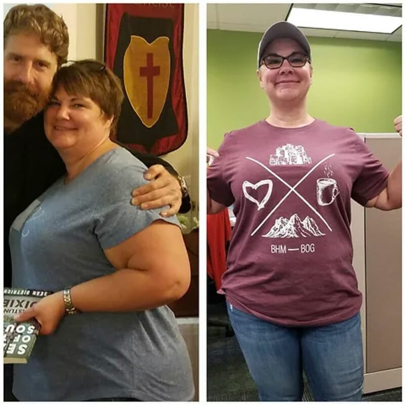 Woman showing gym transformation results