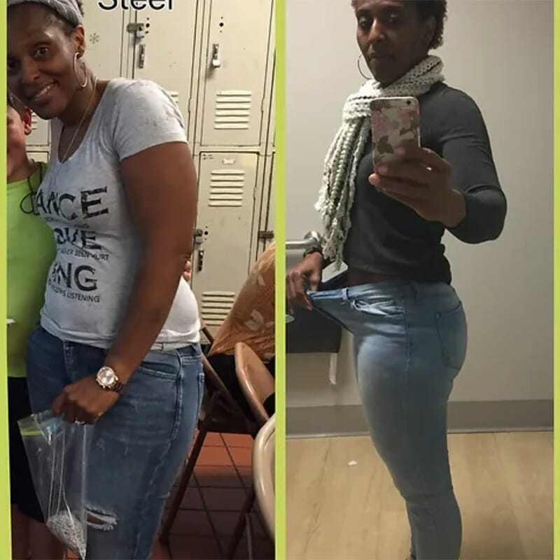 Woman body transformation from gym training